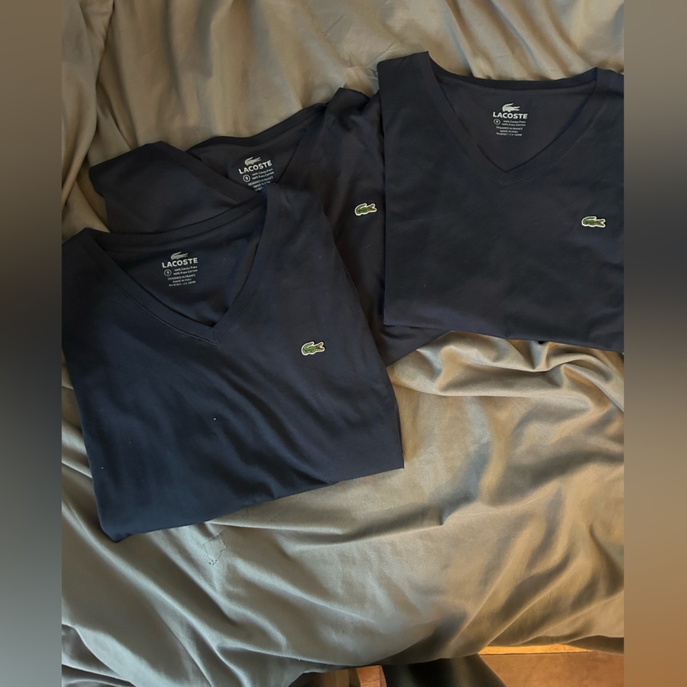 Lacoste Navy T-Shirts with Crocodile Logo